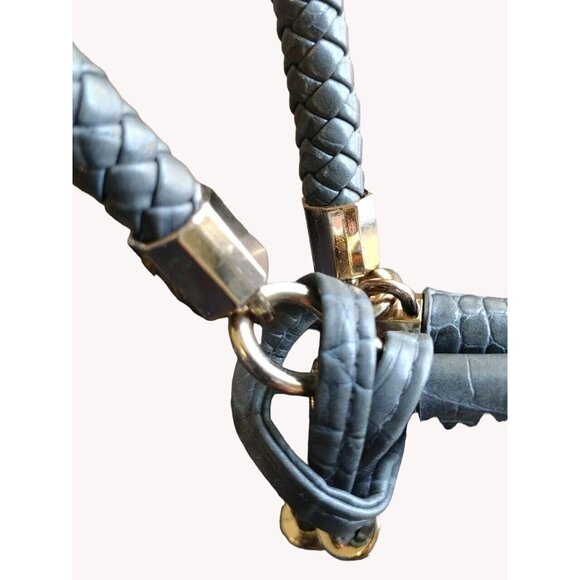 Bebe Handbag Satchel Gray Fringe Textured Braided Handle Gray - Picture 13 of 16